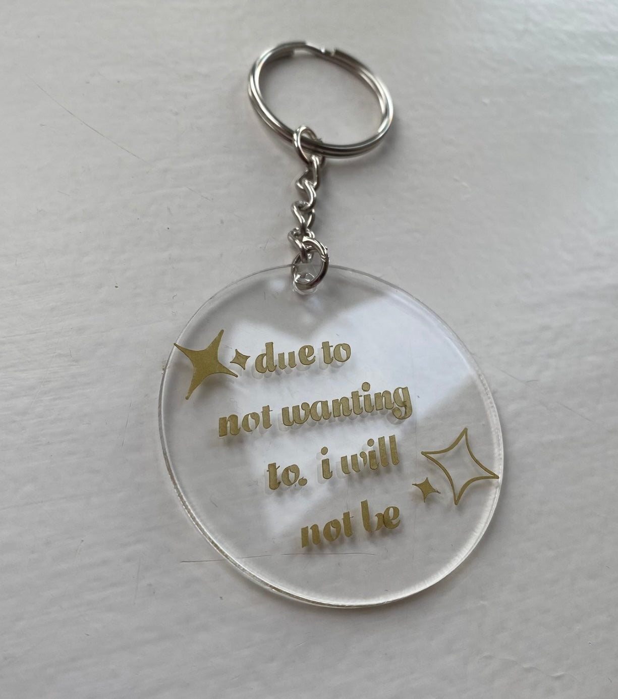 'NOT WANTING TO' keyring