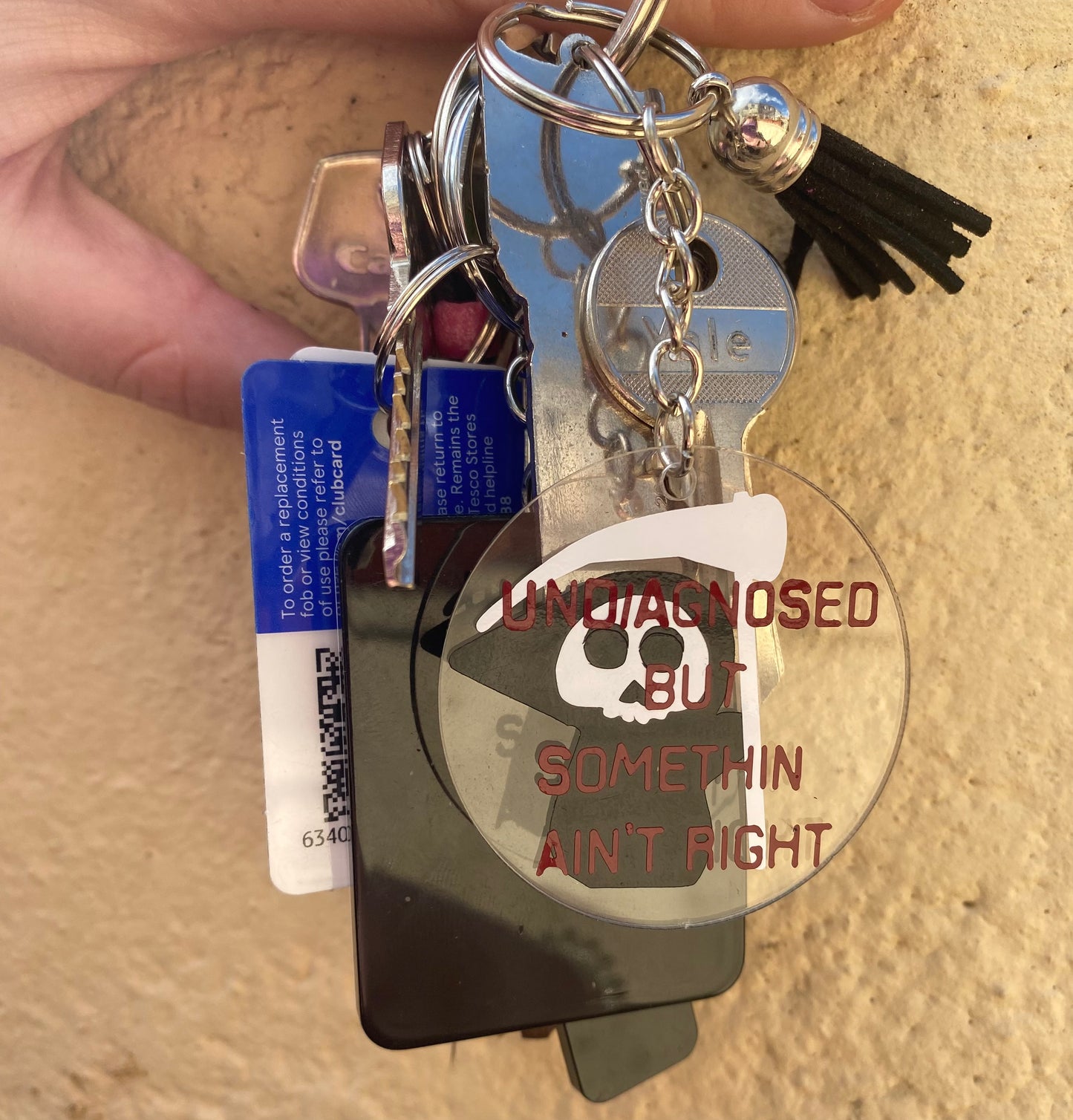'UNDIAGNOSED, RIGHT?' Acrylic Keyring With Tassel