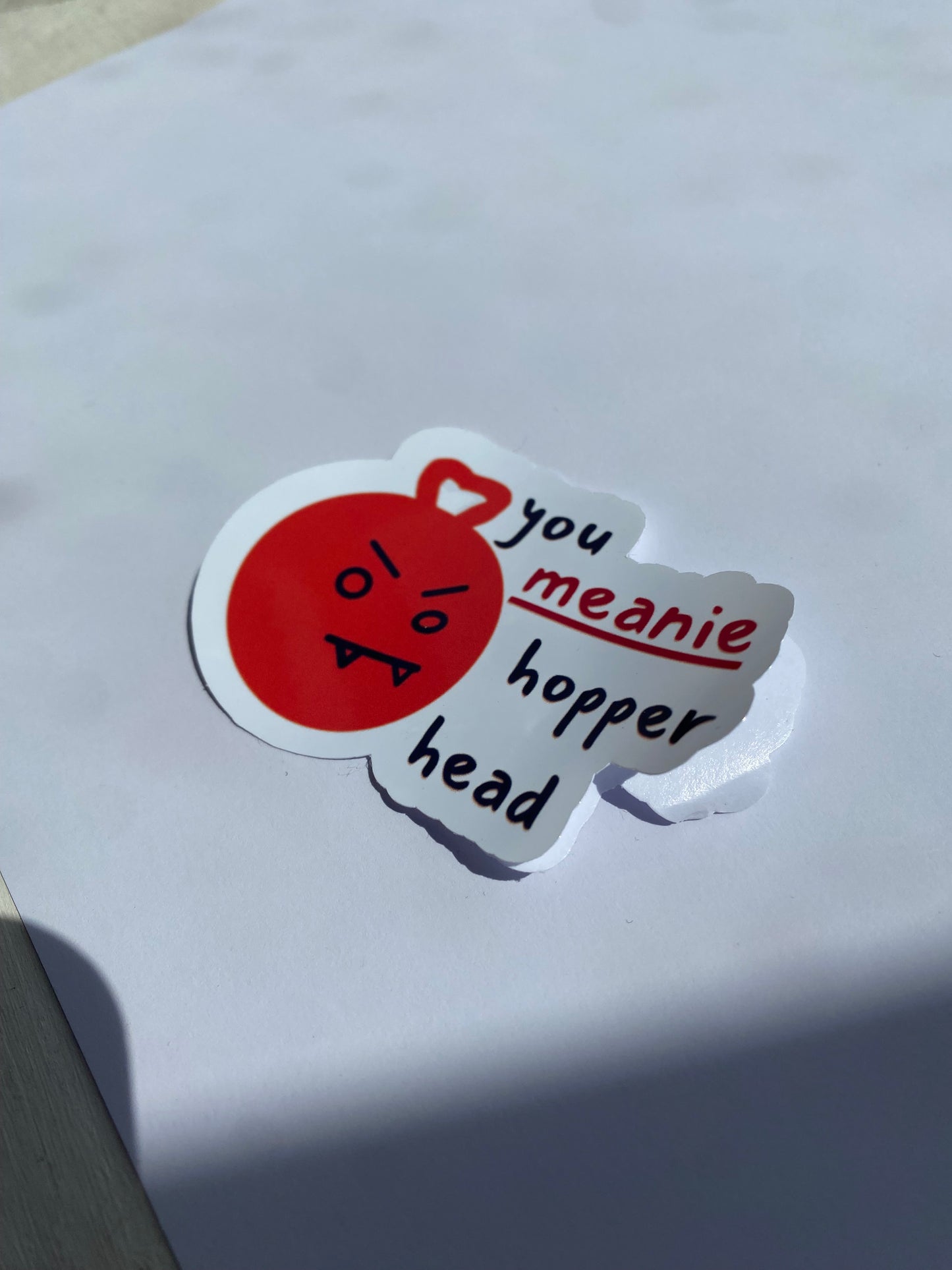 'MEANIE HOPPER HEAD' Die-Cut Self Adhesive Sticker