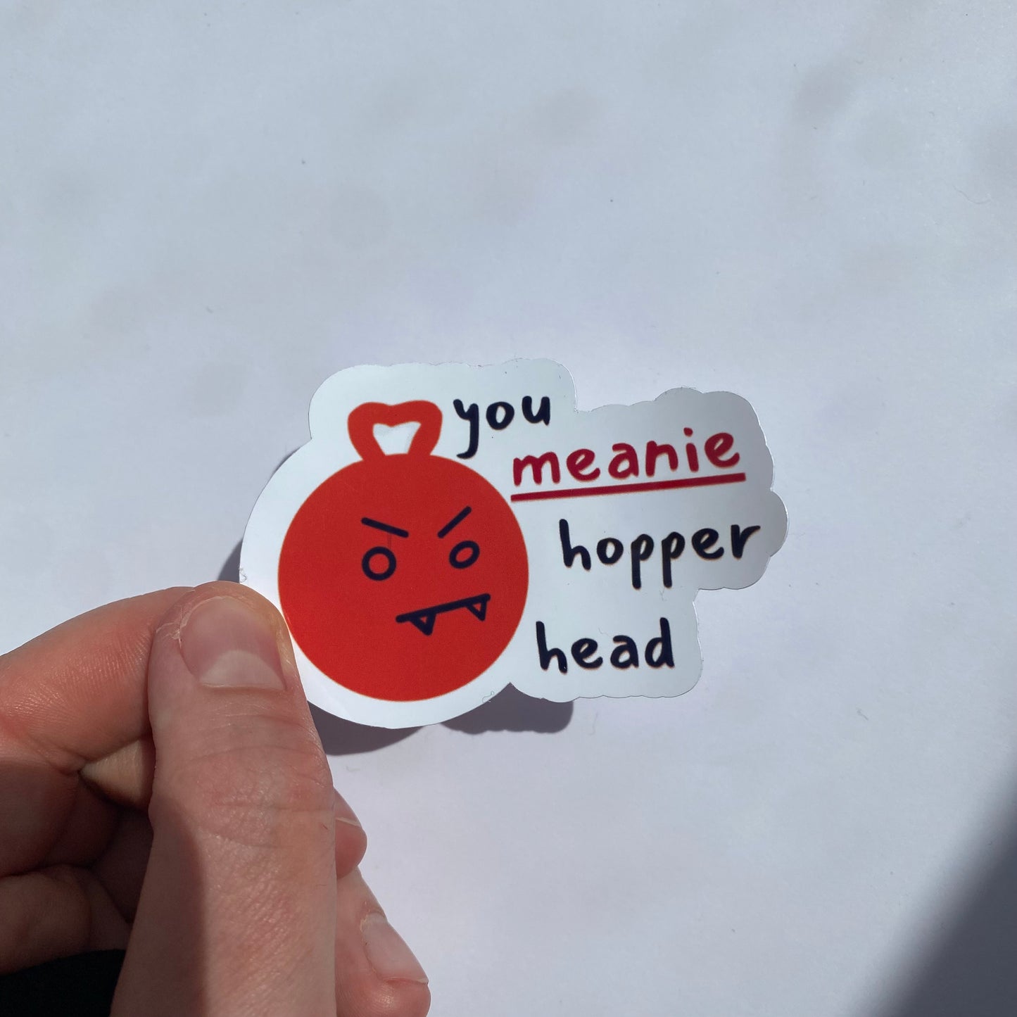 'MEANIE HOPPER HEAD' Die-Cut Self Adhesive Sticker