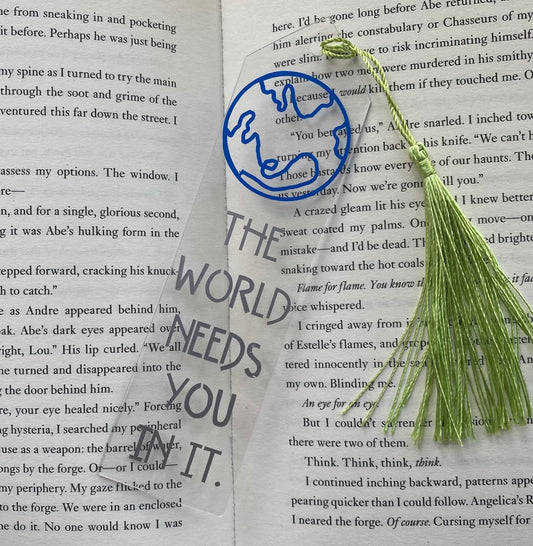 'WORLD NEEDS YOU' bookmark